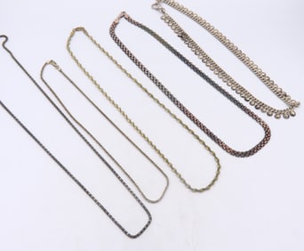 Group Lot of 5 Vintage 925 Sterling Silver Necklaces