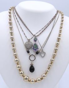 Group Lot of Vintage 925 Sterling Silver Necklaces