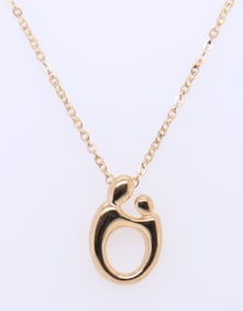 Gorgeous Yellow Gold Kaynar Mother Child Pendant on Chain
