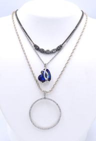 Group Lot of 3 Vintage 925 Sterling Silver Necklaces