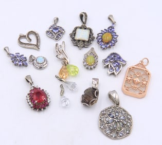 Group lot of vintage 925 sterling silver pendants