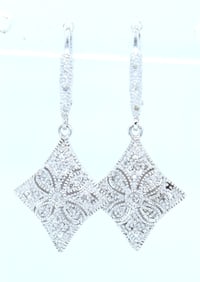 925 Sterling silver diamond accent dangle earrings