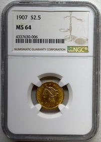 1907 US $2.50 Liberty Gold Piece NGC MS64