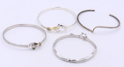 Group lot of vintage 925 sterling silver bangles