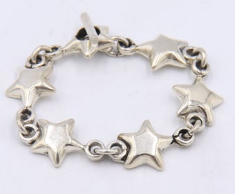 Vintage 925 sterling silver Mexico Star link bracelet