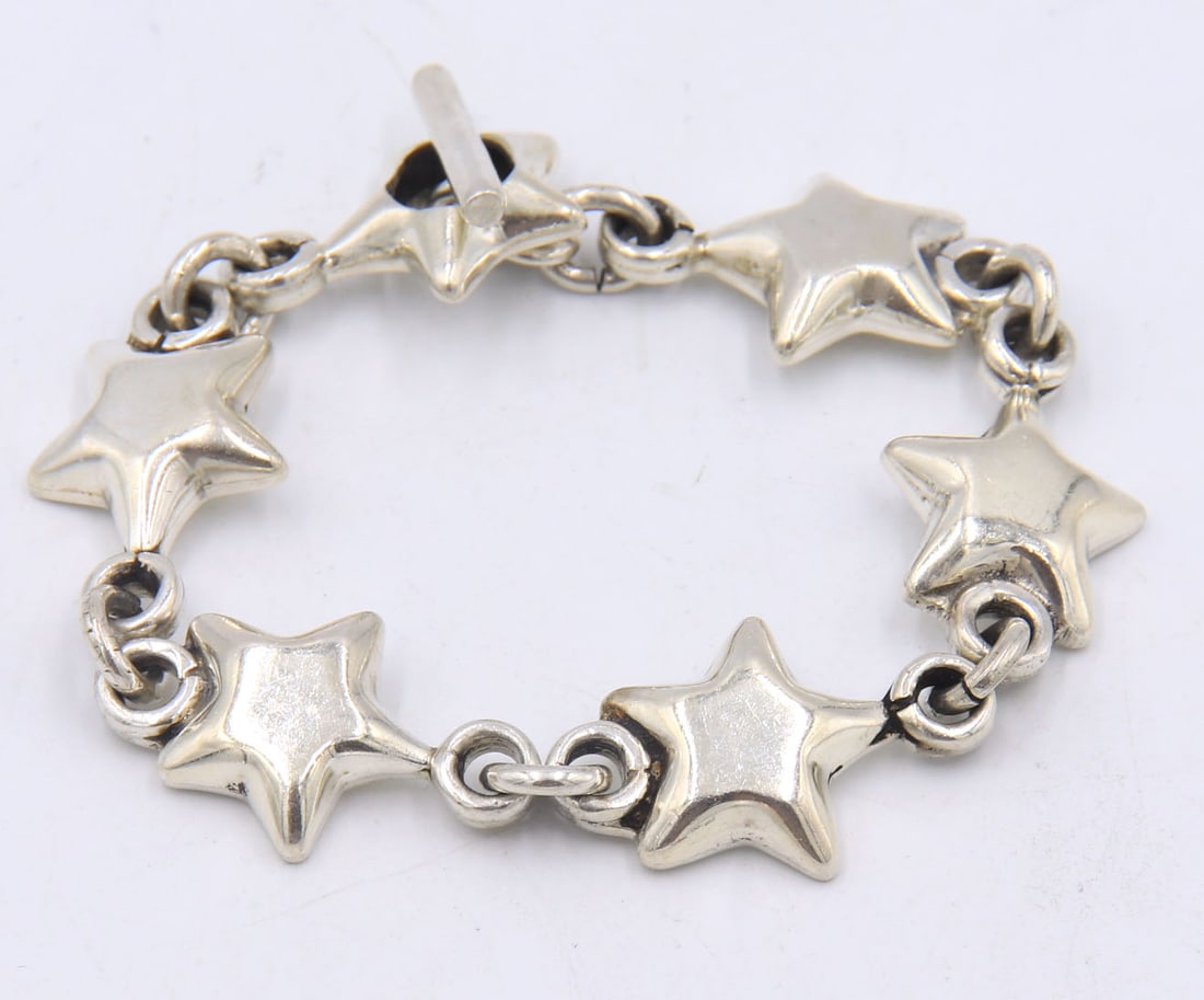 Vintage 925 sterling silver Mexico Star link bracelet (1 of 4)