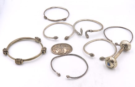 Group lot of vintage 925 sterling silver bangles