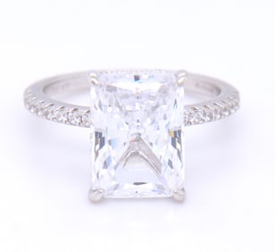 925 Sterling silver 4ct Radiant cut cubic zirconia engagement ring
