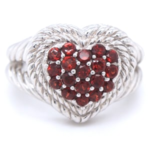 925 Sterling Silver Judith Ripka Ruby pave heart ring