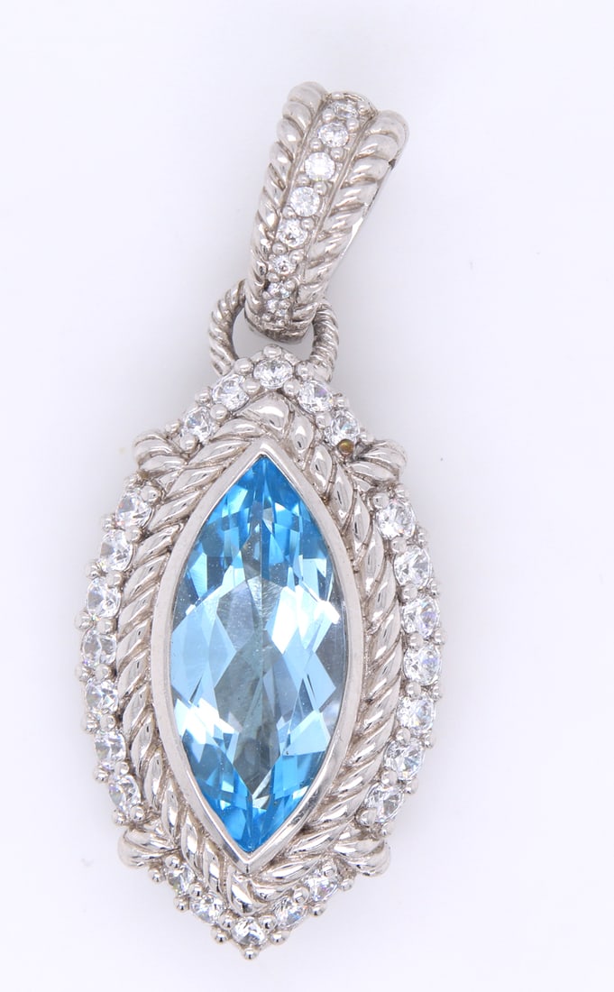 Judith Ripka blue topaz quartz CZ Enhancer pendant (1 of 4)