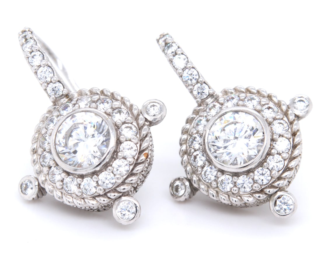 925 Sterling silver Judith Ripka CZ earrings: 925 Sterling silver Judith Ripka CZ earrings. Total weight of earrings 12.9 grams.