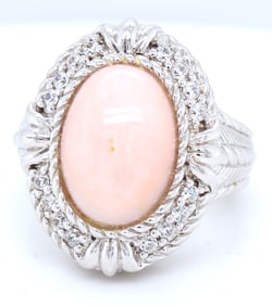 925 Sterling silver Judith Ripka CZ Coral ring