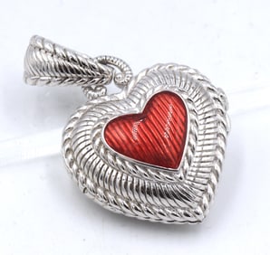Judith Ripka Heart shaped red Enamel locket pendant