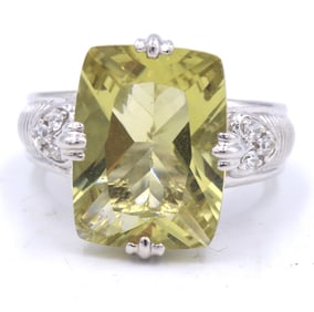 Judith Ripka 925 sterling silver Lemon quartz ring
