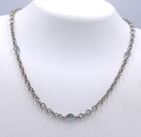 Anthony Nak 925 sterling silver blue topaz necklace