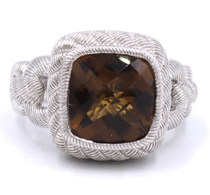 Judith Ripka 925 sterling silver orange stone ring