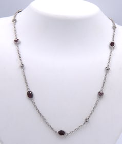 Judith Ripka 925 sterling silver CZ link necklace