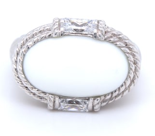 Judith Ripka 925 sterling silver white agate ring