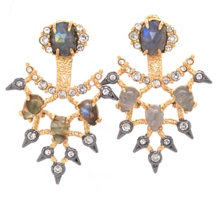 Alexis Bittar two tone crystal chandelier dangle earrings