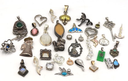Vintage group lot of 925 sterling silver pendants and charms