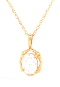 14kt Yellow gold cubic zirconia pendant on chain necklace