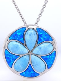925 Sterling silver Enamel flower style pendant on chain necklace
