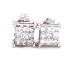 14kt White gold approximate 0.40ctw Invisible set diamond stud earrings