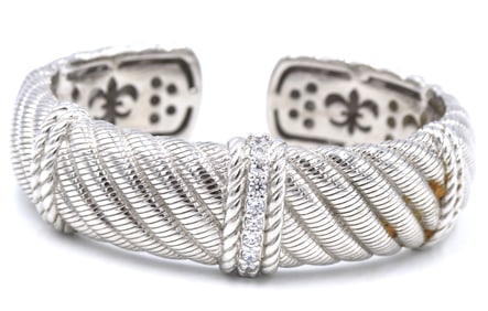925 Sterling silver Judith Ripka Cubic Zirconia cuff bangle