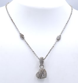 Judith Ripka heart shaped pendant on chain necklace