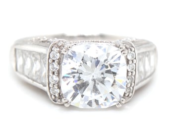 14kt White gold white sapphire cocktail ring