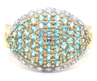 14kt Yellow gold blue topaz and sapphire ring