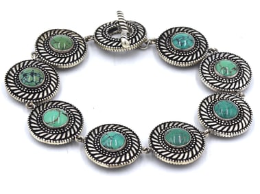Vintage 925 sterling silver turquoise circle bracelet