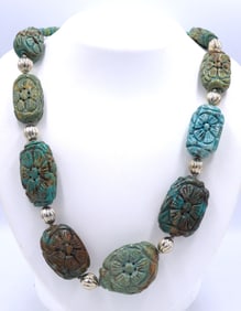 Heavy 925 sterling silver turquoise necklace