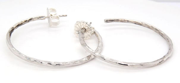 Ippolita silver hammered hoop earrings in 925 sterling silver