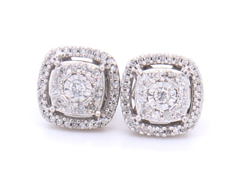 10kt White gold Illusion set diamond stud earrings