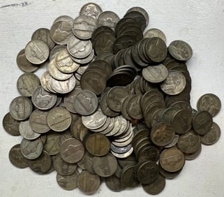 Lot of 180 Silver War Nickels: 1942-1953