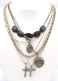 Group lot of Vintage 925 sterling silver 7 necklaces