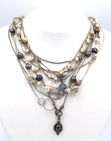 Group lot of 10 Vintage 925 sterling silver necklaces