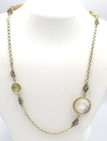 925 Sterling silver mother of pearl and citrine necklace