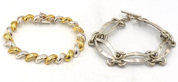 Lot of 2 Vintage 925 sterling silver bracelets