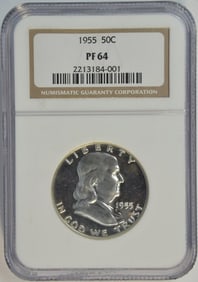 1955 Franklin Half Dollar. NGC PF64
