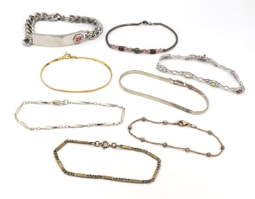 Group lot of 8 Vintage 925 sterling silver bracelets