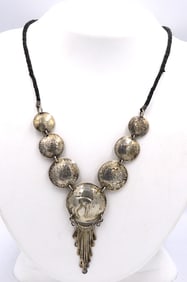 Vintage 925 sterling silver coin necklace