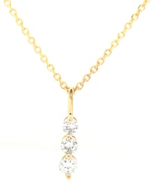 14kt Yellow gold 3 stone diamond pendant on chain
