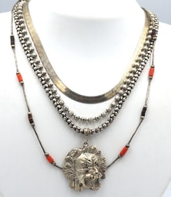 Group lot of 4 Vintage 925 sterling silver necklaces