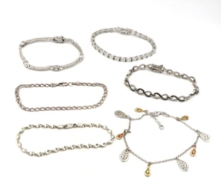 group lot of 6 Vintage 925 sterling silver bracelets
