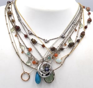 Vintage 925 sterling silver group lot of 9 necklaces