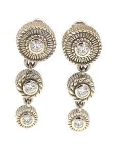 925 Sterling silver Judith Ripka crystal dangle earrings