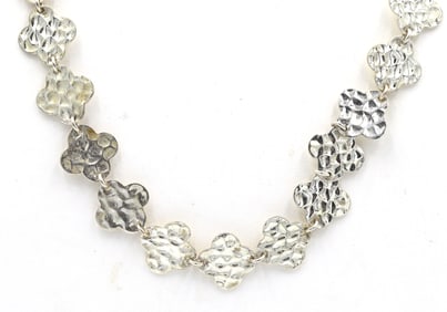 Heidi Klum 925 sterling silver signed clover station necklace