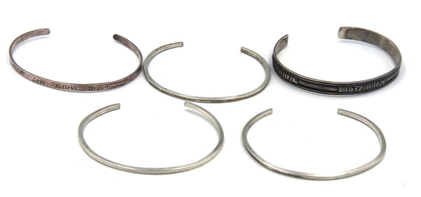 Vintage 925 sterling silver group lot of 5 cuff bangles